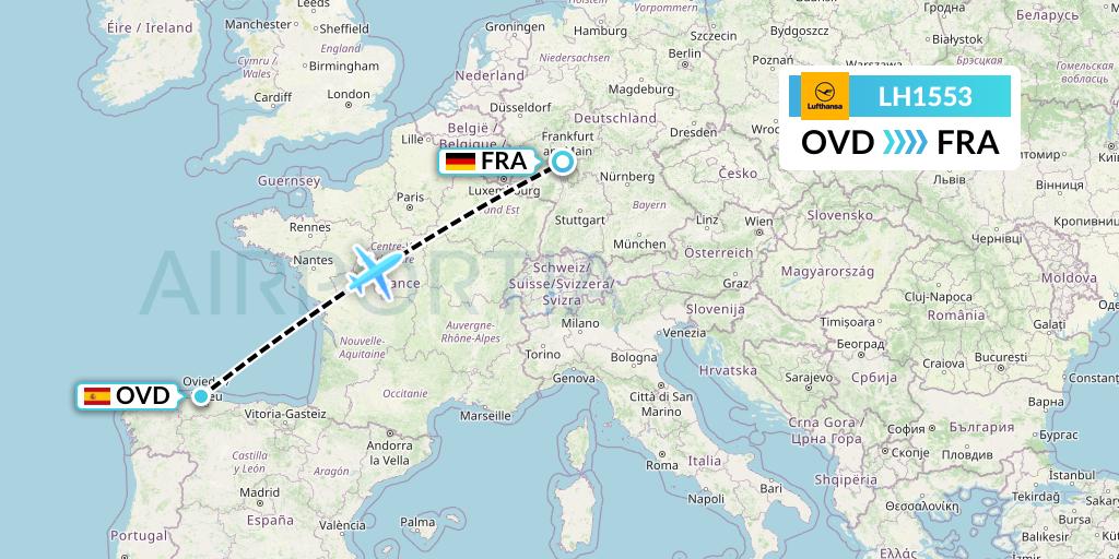 LH1553 Lufthansa Flight Map: Asturias to Frankfurt
