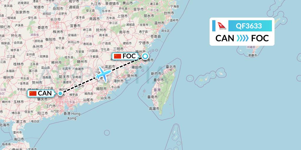 QF3633 Qantas Flight Map: Guangzhou to Fuzhou