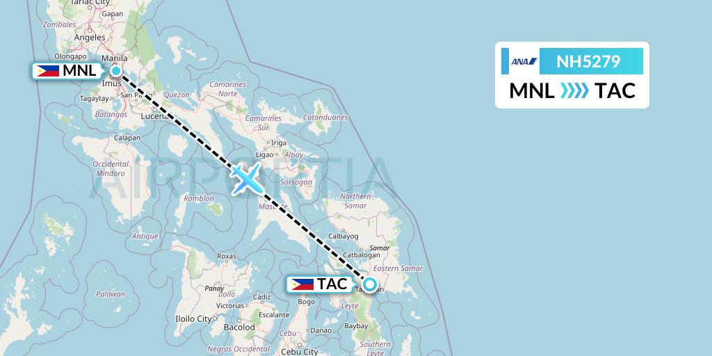 NH5279 All Nippon Airways Flight Map: Manila to Tacloban