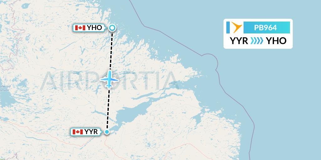 PB964 PAL Airlines Flight Map: Goose Bay to Hopedale