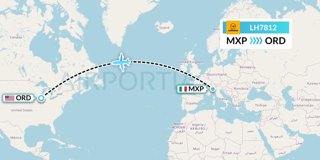 LH7812 Lufthansa Flight Map: Milan to Chicago
