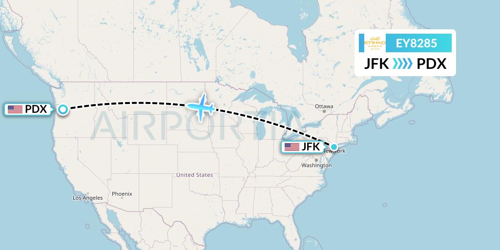 EY8285 Flight Status Etihad Airways New York to Portland (ETD8285)