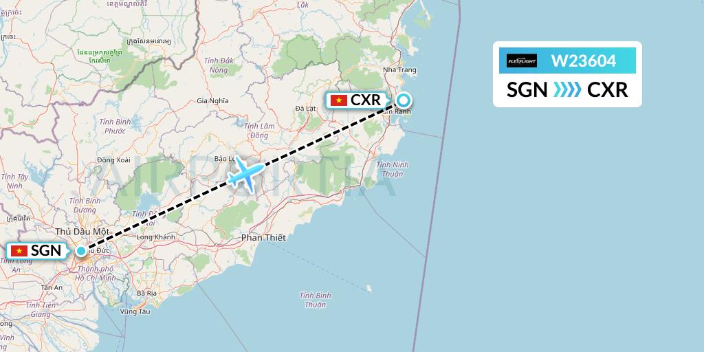 W23604 Flex Flight Flight Map: Ho Chi Minh City to Nha Trang