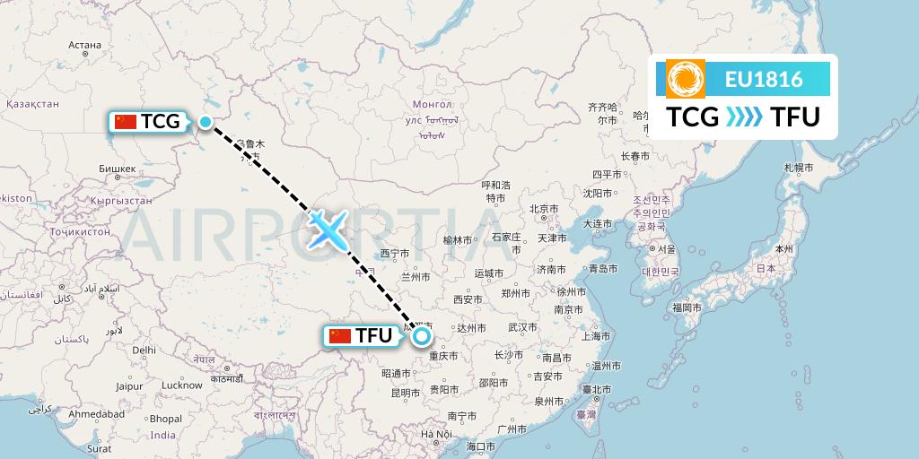 EU1816 Chengdu Airlines Flight Map: Tacheng to Chengdu