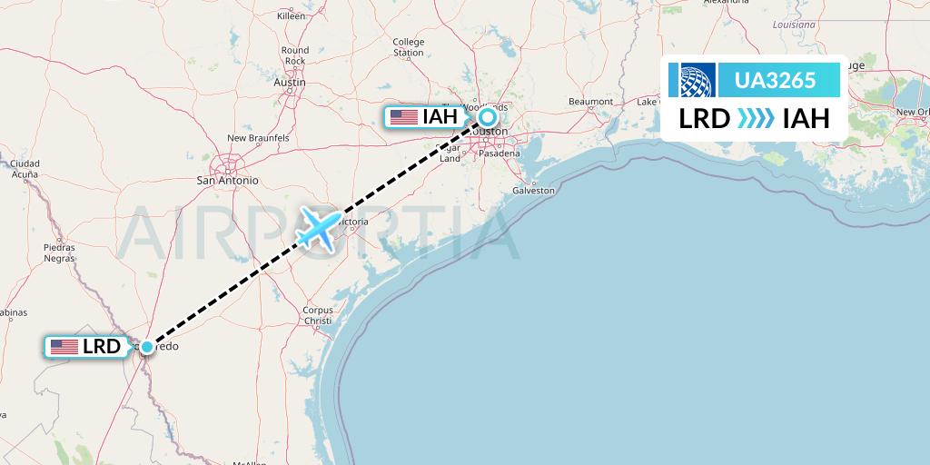 UA3265 United Airlines Flight Map: Laredo to Houston