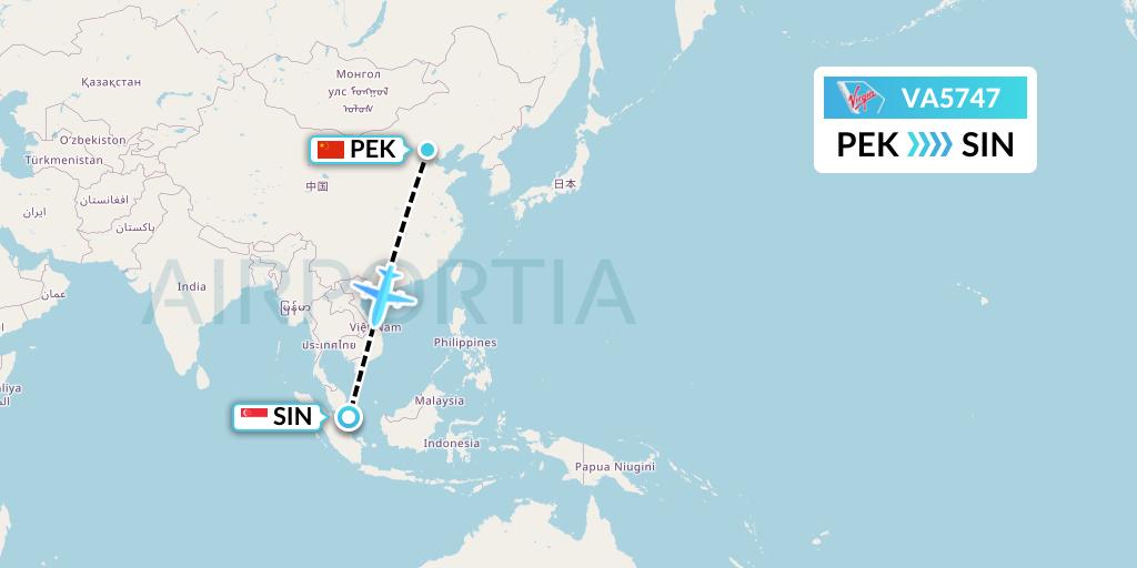 VA5747 Virgin Australia Flight Map: Beijing to Singapore