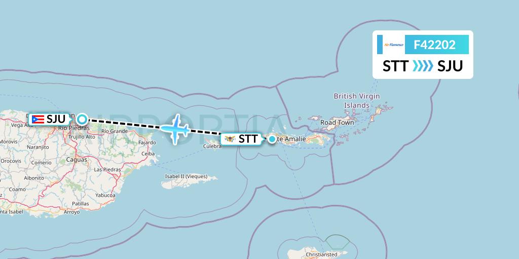 F42202 Air Flamenco Flight Map: St. Thomas to San Juan