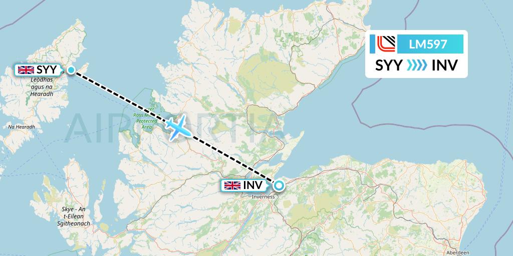 LM597 Loganair Flight Map: Stornoway to Inverness