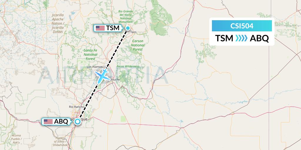 CSI504 Csi Aviation Flight Map: Taos to Albuquerque