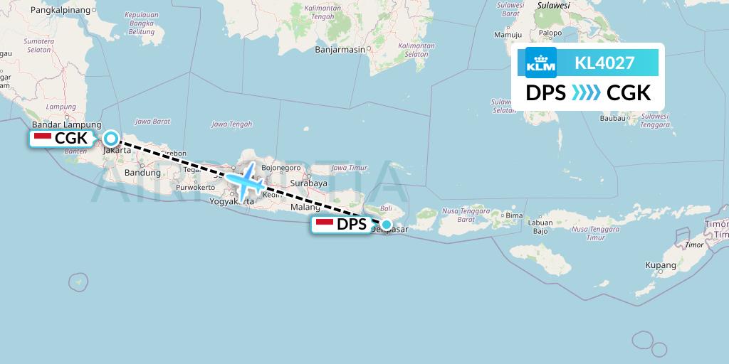 KL4027 KLM Flight Map: Denpasar to Jakarta