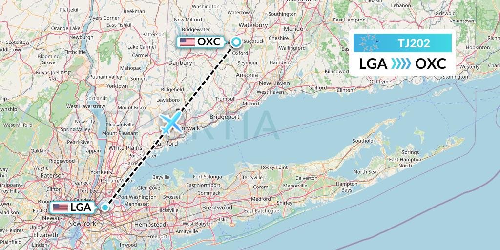 TJ202 Tradewind Aviation Flight Map: New York to Oxford