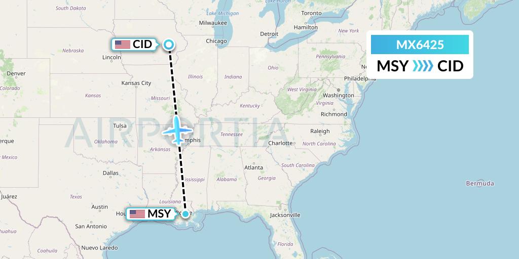 MX6425 Flight Status Breeze Airways New Orleans to Cedar Rapids (MXY6425)