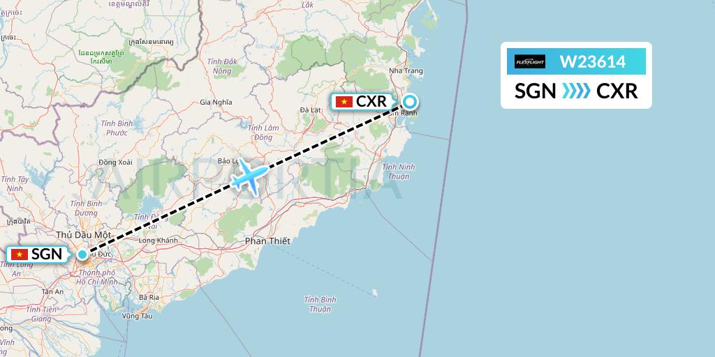 W23614 Flex Flight Flight Map: Ho Chi Minh City to Nha Trang