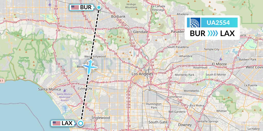 UA2554 Flight Status United Airlines Burbank to Los Angeles (UAL2554)