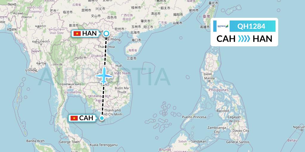 QH1284 Flight Status Bamboo Airways Ca Mau to Hanoi (BAV1284)