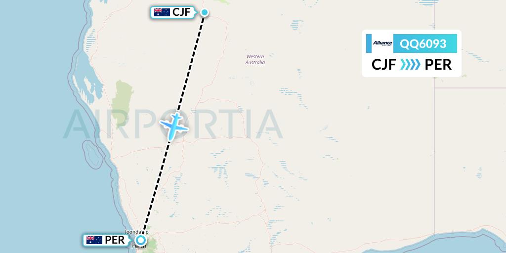 QQ6093 Alliance Airlines Flight Map: Coondewanna to Perth