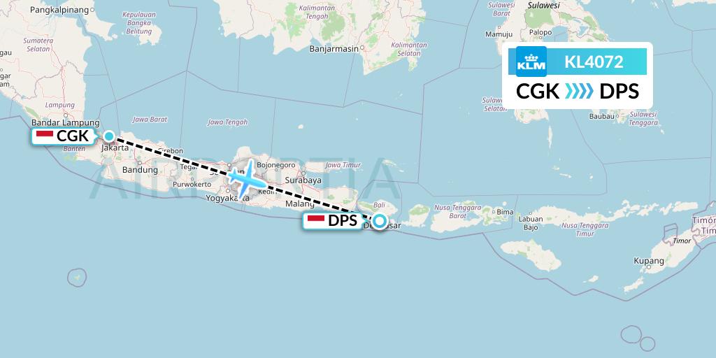 KL4072 KLM Flight Map: Jakarta to Denpasar