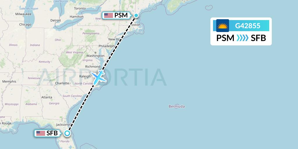 G42855 Allegiant Air Flight Map: Portsmouth to Orlando