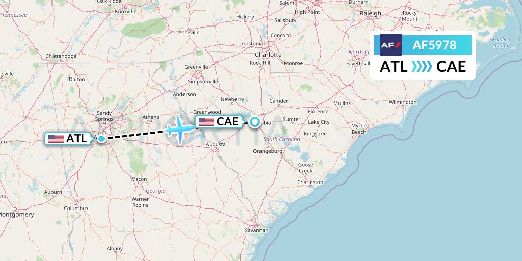 AF5978 Air France Flight Map: Atlanta to Columbia