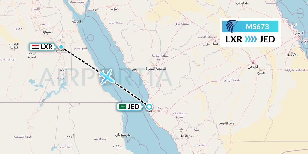MS673 EgyptAir Flight Map: Luxor to Jeddah