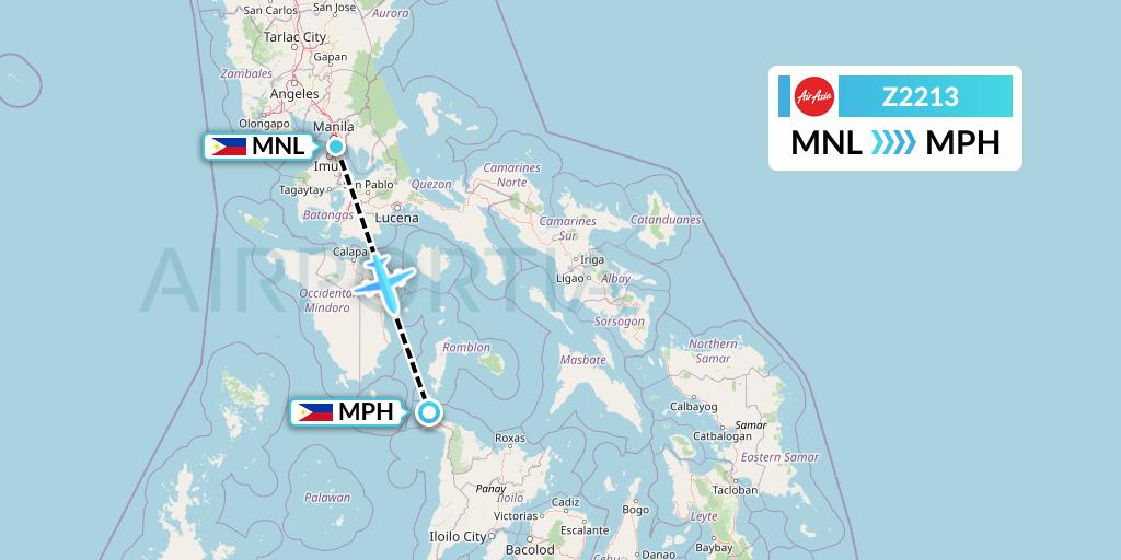 Z2213 Philippines AirAsia Flight Map: Manila to Caticlan