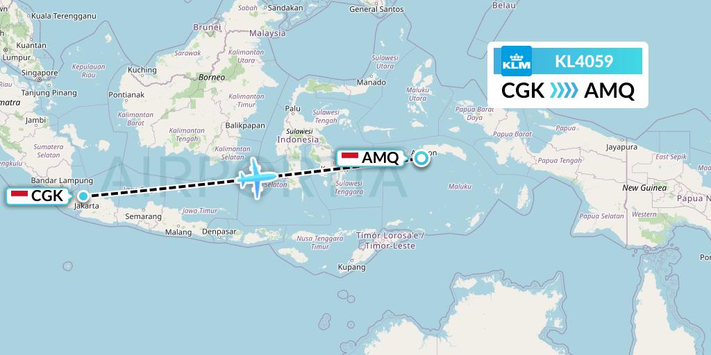 KL4059 KLM Flight Map: Jakarta to Ambon