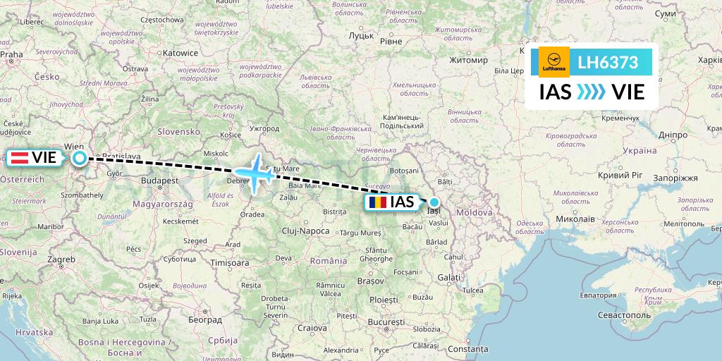 LH6373 Lufthansa Flight Map: Iasi to Vienna