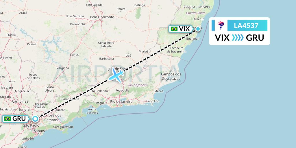 LA4537 LAN Airlines Flight Map: Vitoria to Sao Paulo