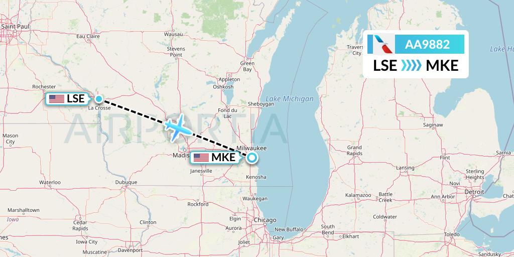 AA9882 Flight Status American Airlines La Crosse to Milwaukee (AAL9882)