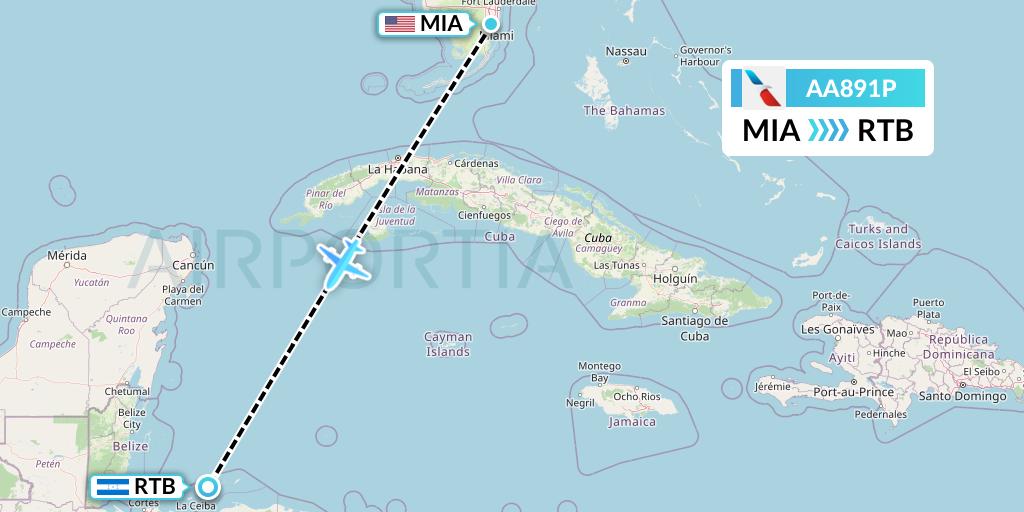 AA891P Flight Status American Airlines Miami to Roatan (AAL891P)