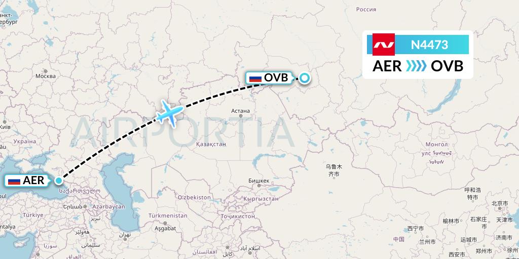 N4473 Nordwind Airlines Flight Map: Sochi to Novosibirsk