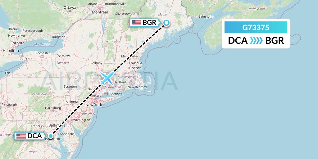 G73375 GoJet Flight Map: Washington to Bangor
