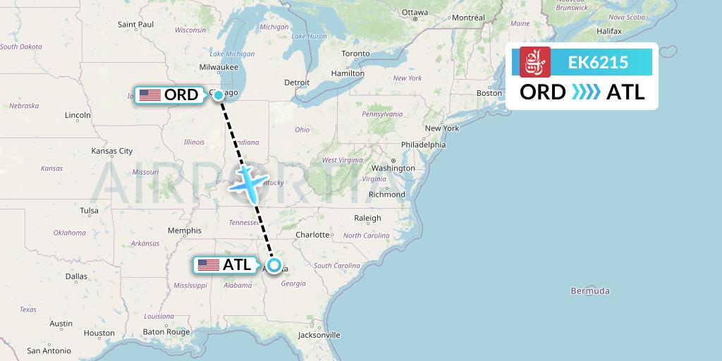 EK6215 Emirates Flight Map: Chicago to Atlanta