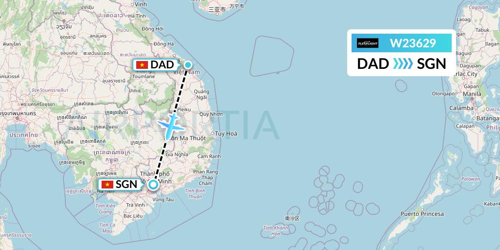 W23629 Flex Flight Flight Map: Da Nang to Ho Chi Minh City