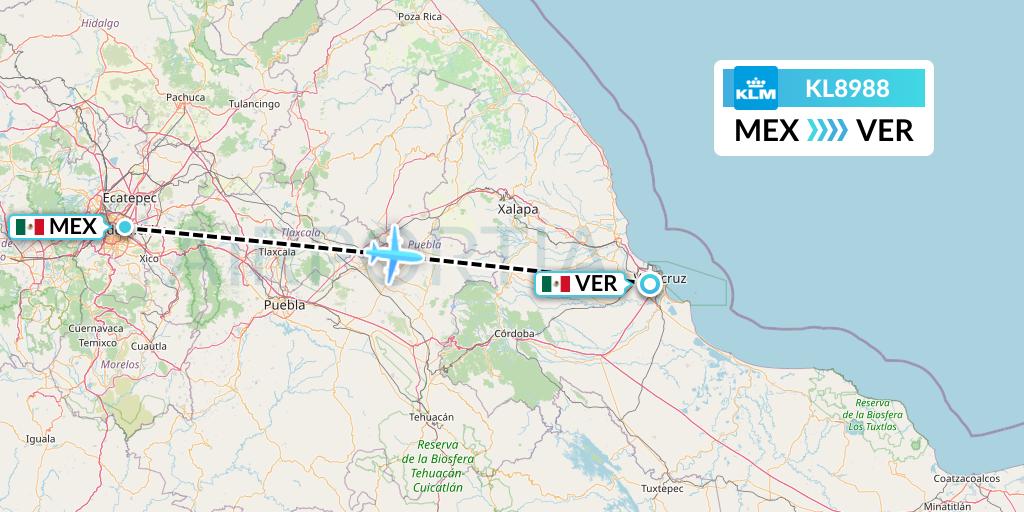 KL8988 Flight Status KLM Mexico City to Veracruz (KLM8988)