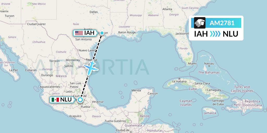 AM2781 Aeromexico Flight Map: Houston to Reyes Acozac