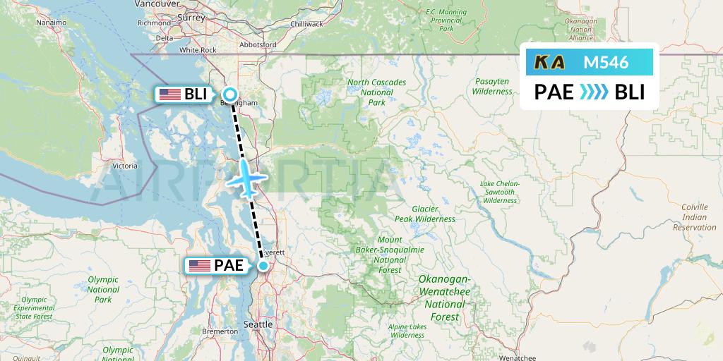 M546 Kenmore Air Flight Map: Everett to Bellingham