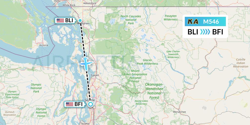 M546 Kenmore Air Flight Map: Bellingham to Seattle