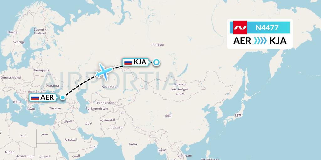 N4477 Nordwind Airlines Flight Map: Sochi to Krasnoyarsk