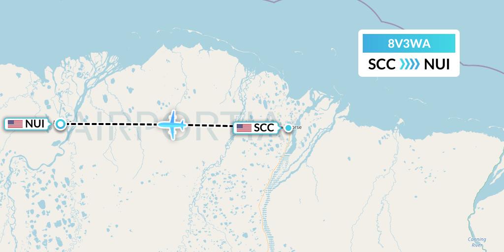 8V3WA Wright Air Service Flight Map: Deadhorse to Nuiqsut