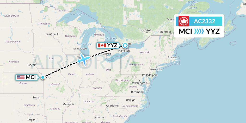 AC2332 Flight Status Air Canada Kansas City to Toronto (ACA2332)