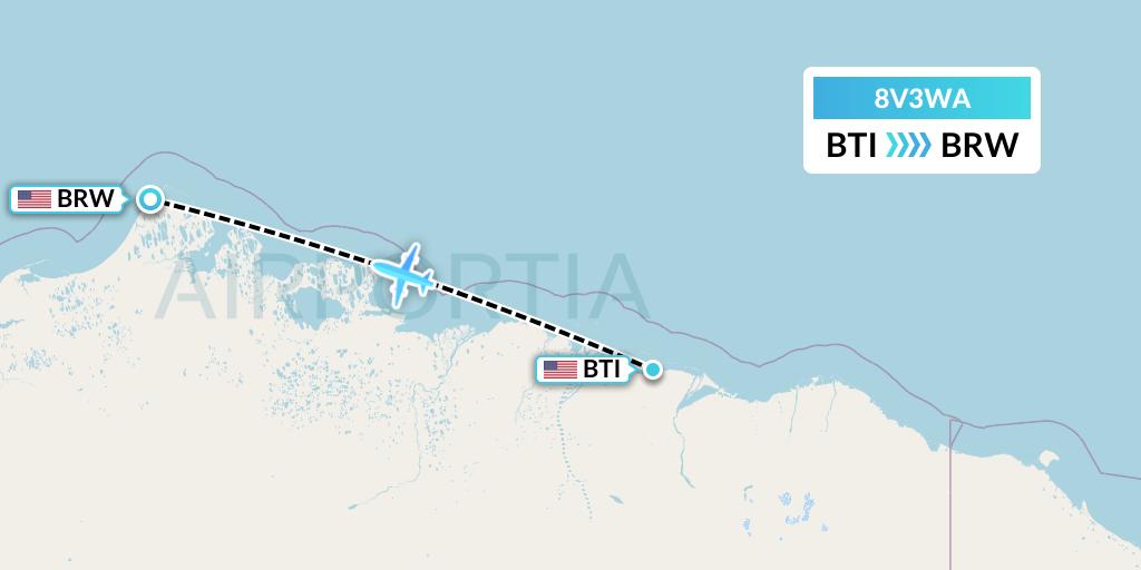 8V3WA Wright Air Service Flight Map: Barter Island to Barrow