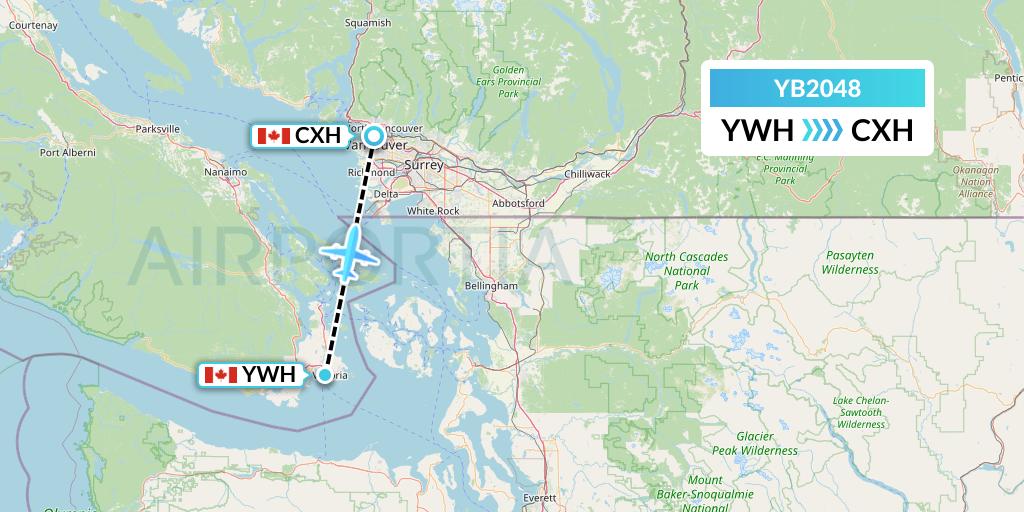 YB2048 Harbour Air Seaplanes Flight Map: Victoria to Vancouver