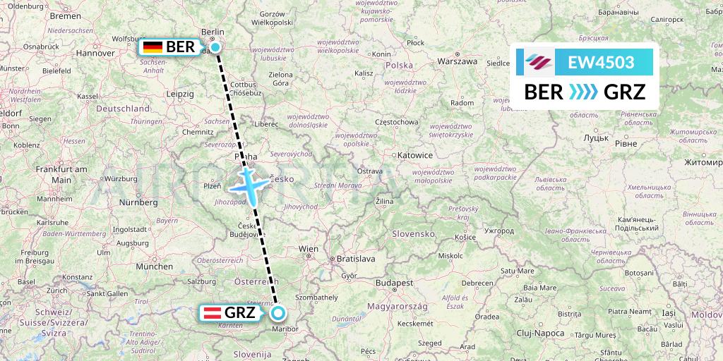 EW4503 Eurowings Flight Map: Berlin to Graz