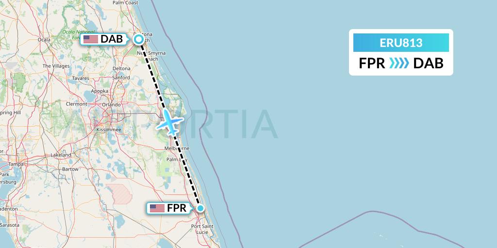 ERU813 Embry-riddle Aeronautical University Flight Map: Fort Pierce to Daytona Beach