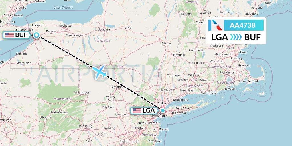 AA4738 American Airlines Flight Map: New York to Buffalo