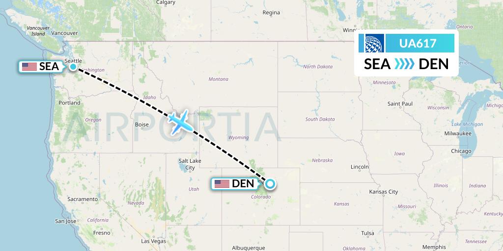 UA617 United Airlines Flight Map: Seattle to Denver