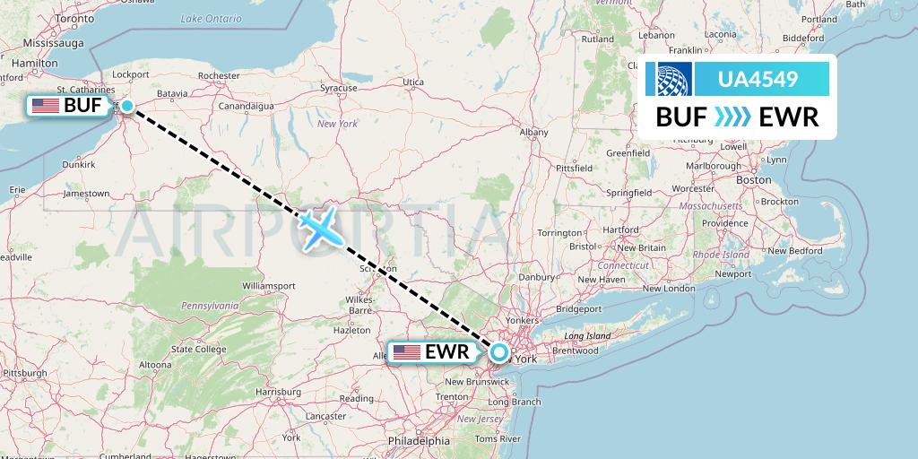 UA4549 United Airlines Flight Map: Buffalo to New York