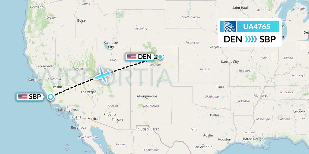 UA4765 United Airlines Flight Map: Denver to San Luis Obispo