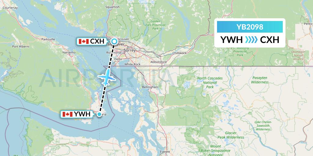 YB2098 Harbour Air Seaplanes Flight Map: Victoria to Vancouver